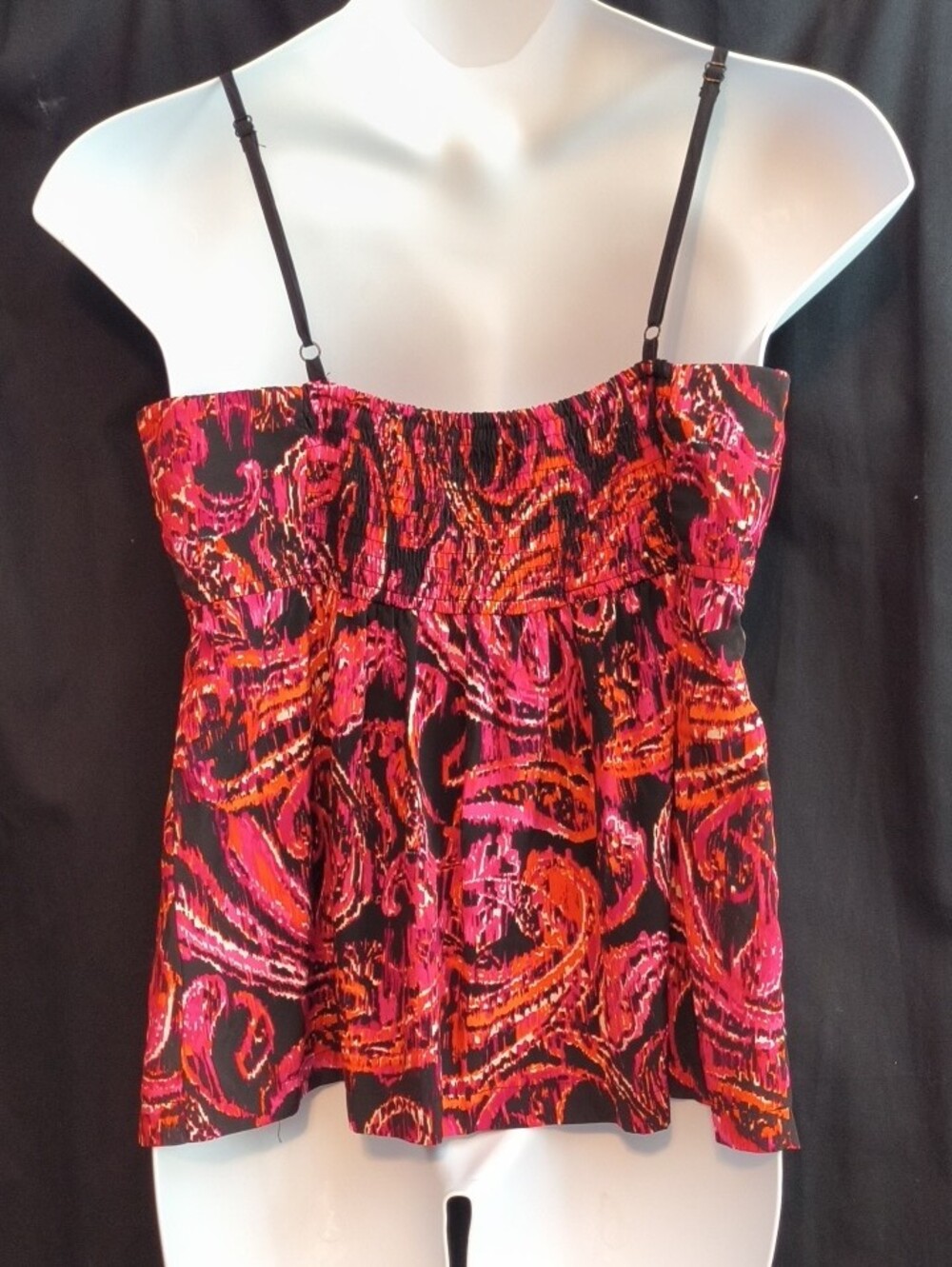Elle Black Camisole with Pink & Orange Paisley Print - Picture 3 of 15